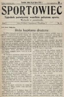 Sportowiec : tygodnik poświęcony wszelkim gałęziom sportu. 1934, nr 3