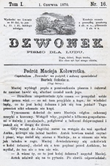 Dzwonek : pismo dla ludu. Nowa Serya. R. 11, 1870, T. 1, nr 16