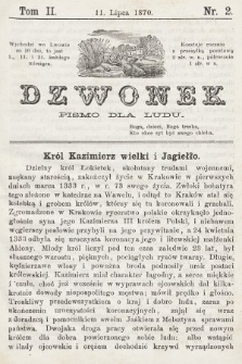 Dzwonek : pismo dla ludu. Nowa Serya. R. 11, 1870, T. 2, nr 2