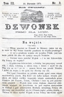 Dzwonek : pismo dla ludu. Nowa Serya. R. 12, 1871, T. 3, nr 3