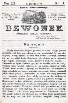 Dzwonek : pismo dla ludu. Nowa Serya. R. 12, 1871, T. 4, nr 4