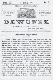 Dzwonek : pismo dla ludu. Nowa Serya. R. 12, 1871, T. 5, nr 5