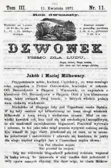 Dzwonek : pismo dla ludu. Nowa Serya. R. 12, 1871, T. 3, nr 11