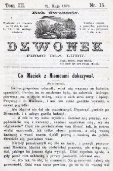 Dzwonek : pismo dla ludu. Nowa Serya. R. 12, 1871, T. 3, nr 15