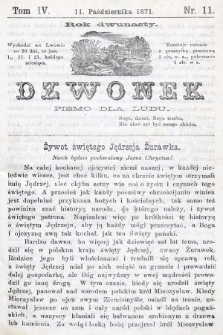 Dzwonek : pismo dla ludu. Nowa Serya. R. 12, 1871, T. 4, nr 11