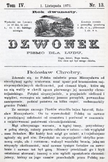 Dzwonek : pismo dla ludu. Nowa Serya. R. 12, 1871, T. 4, nr 13