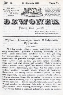 Dzwonek : pismo dla ludu. Nowa Serya. R. 13, 1872, T. 5, nr 3