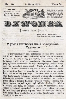 Dzwonek : pismo dla ludu. Nowa Serya. R. 13, 1872, T. 5, nr 5