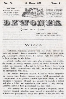 Dzwonek : pismo dla ludu. Nowa Serya. R. 13, 1872, T. 5, nr 8