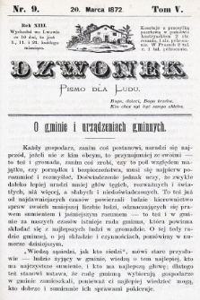 Dzwonek : pismo dla ludu. Nowa Serya. R. 13, 1872, T. 5, nr 9