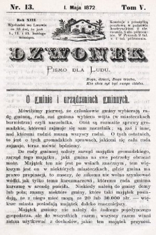 Dzwonek : pismo dla ludu. Nowa Serya. R. 13, 1872, T. 5, nr 13