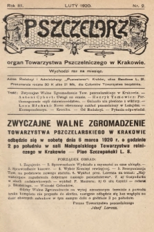 Pszczelarz : organ Towarzystwa Pszczelniczego w Krakowie. 1920, nr 2