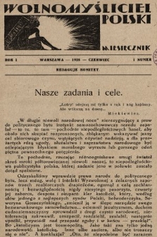 Wolnomyśliciel Polski. 1928, nr 1