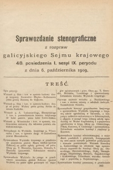 [Kadencja IX, sesja I, pos. 48] Sprawozdanie Stenograficzne z Rozpraw Galicyjskiego Sejmu Krajowego. 48. Posiedzenie 1. Sesyi IX. Peryodu