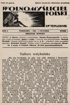 Wolnomyśliciel Polski. 1931, nr 1