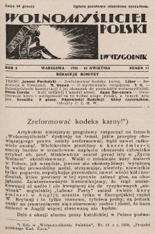 Wolnomyśliciel Polski. 1931, nr 11