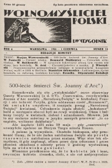 Wolnomyśliciel Polski. 1931, nr 14