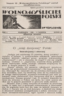 Wolnomyśliciel Polski. 1931, nr 20