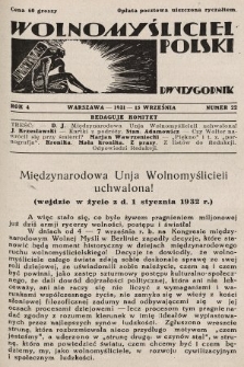 Wolnomyśliciel Polski. 1931, nr 22