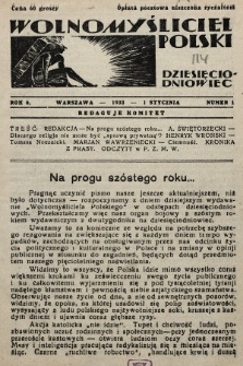 Wolnomyśliciel Polski. 1933, nr 1