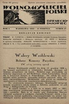 Wolnomyśliciel Polski. 1933, nr 27