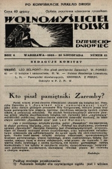 Wolnomyśliciel Polski. 1933, nr 41 (po konfiskacie nakład drugi)
