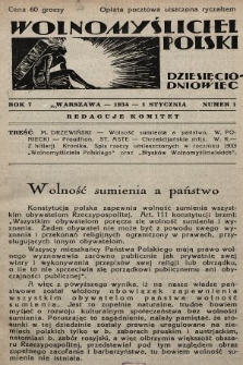 Wolnomyśliciel Polski. 1934, nr 1