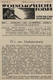 Wolnomyśliciel Polski. 1934, nr 12
