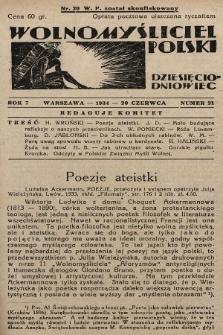 Wolnomyśliciel Polski. 1934, nr 21 (po konfiskacie nakład drugi)