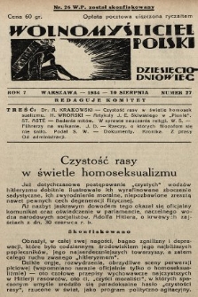 Wolnomyśliciel Polski. 1934, nr 27 (po konfiskacie nakład drugi)