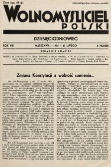 Wolnomyśliciel Polski. 1935, nr 8