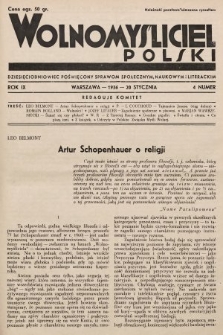 Wolnomyśliciel Polski : dziecięciodniowiec poświęcony sprawom społecznym, naukowym i literackim. 1936, nr 4