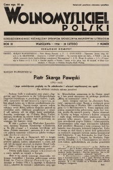 Wolnomyśliciel Polski : dziecięciodniowiec poświęcony sprawom społecznym, naukowym i literackim. 1936, nr 7