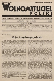 Wolnomyśliciel Polski : dziecięciodniowiec poświęcony sprawom społecznym, naukowym i literackim. 1936, nr 8