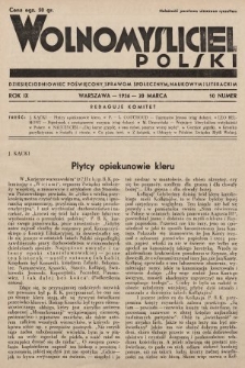Wolnomyśliciel Polski : dziecięciodniowiec poświęcony sprawom społecznym, naukowym i literackim. 1936, nr 10