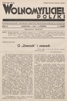 Wolnomyśliciel Polski : dziecięciodniowiec poświęcony sprawom społecznym, naukowym i literackim. 1936, nr 11