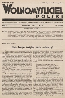Wolnomyśliciel Polski : dziecięciodniowiec poświęcony sprawom społecznym, naukowym i literackim. 1936, nr 15
