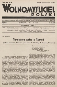 Wolnomyśliciel Polski : dziecięciodniowiec poświęcony sprawom społecznym, naukowym i literackim. 1936, nr 17