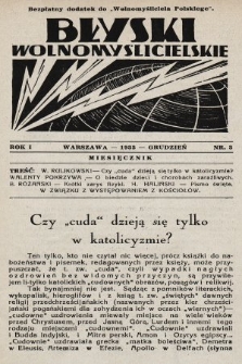 Błyski Wolnomyślicielskie : bezpłatny dodatek do „Wolnomyśliciela Polskiego”. 1933, nr 3