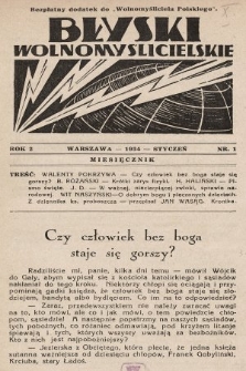 Błyski Wolnomyślicielskie : bezpłatny dodatek do „Wolnomyśliciela Polskiego”. 1934, nr 1