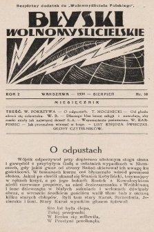 Błyski Wolnomyślicielskie : bezpłatny dodatek do „Wolnomyśliciela Polskiego”. 1934, nr 10