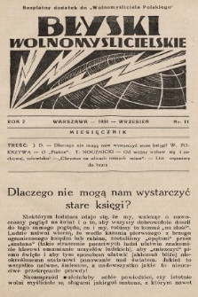 Błyski Wolnomyślicielskie : bezpłatny dodatek do „Wolnomyśliciela Polskiego”. 1934, nr 11