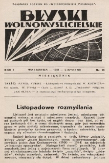 Błyski Wolnomyślicielskie : bezpłatny dodatek do „Wolnomyśliciela Polskiego”. 1934, nr 13