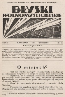 Błyski Wolnomyślicielskie : bezpłatny dodatek do „Wolnomyśliciela Polskiego”. 1934, nr 14