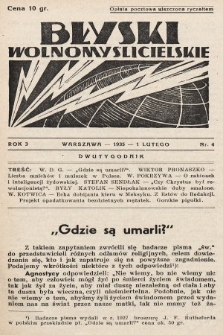 Błyski Wolnomyślicielskie. 1935, nr 4 [po konfiskacie]