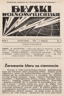 Błyski Wolnomyślicielskie : bezpłatny dodatek do „Wolnomyśliciela Polskiego”. 1935, nr 6