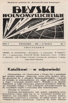 Błyski Wolnomyślicielskie : bezpłatny dodatek do „Wolnomyśliciela Polskiego”. 1935, nr 7