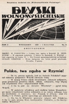 Błyski Wolnomyślicielskie : bezpłatny dodatek do „Wolnomyśliciela Polskiego”. 1935, nr 8