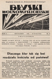 Błyski Wolnomyślicielskie : bezpłatny dodatek do „Wolnomyśliciela Polskiego”. 1935, nr 9