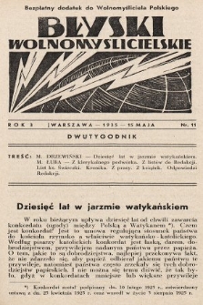 Błyski Wolnomyślicielskie : bezpłatny dodatek do „Wolnomyśliciela Polskiego”. 1935, nr 11